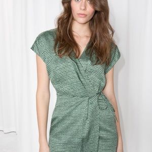 & other stories green wrap dress